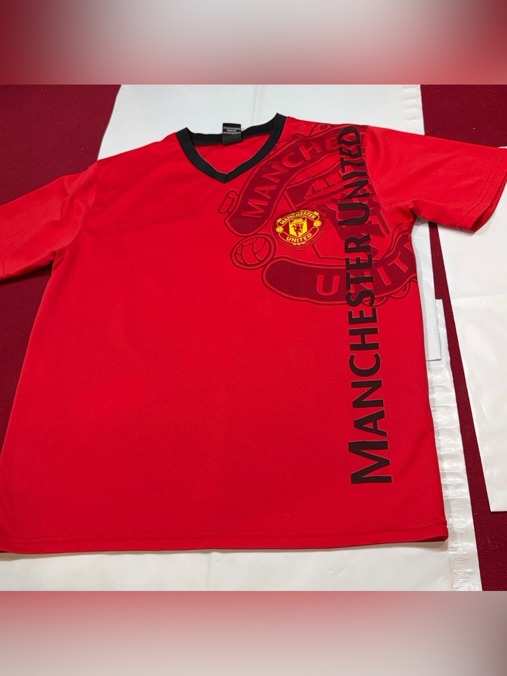 Manchester United RED Home Jersey #25 MAHONEY Football Club Soccer V Neck Mens S